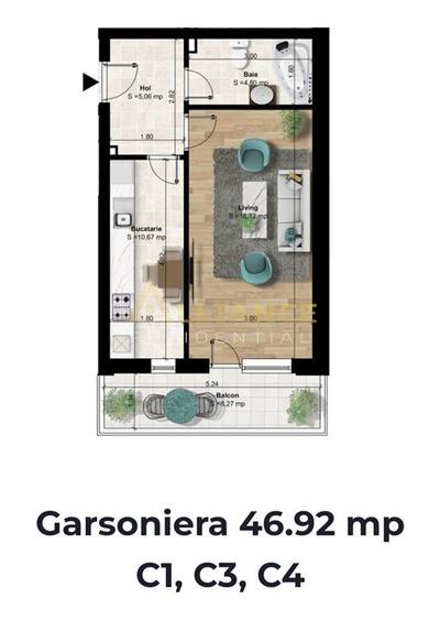 Garsonieră decomandată în Central