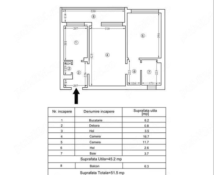 Apartament cu 2 camere decomandat, mobilat în Km 4