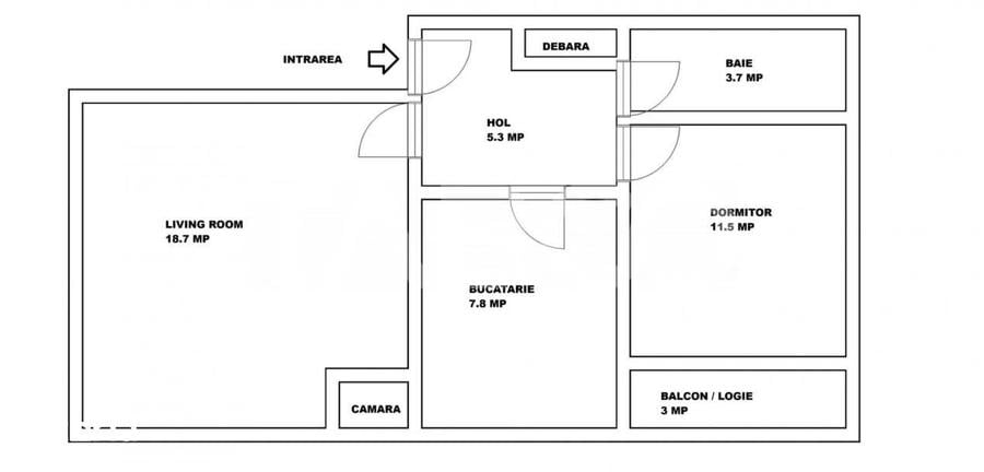 Apartament cu 2 camere decomandat în Ștrand