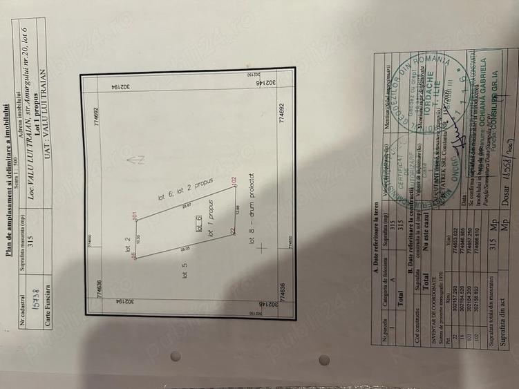 Teren de 315 mp, în Valu lui Traian