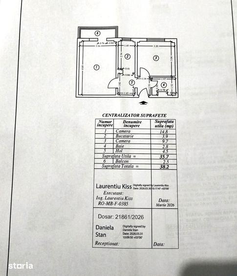 Apartament cu 2 camere decomandat în Tei
