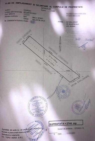 Teren de 2744 mp, în Malu