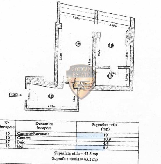 Apartament cu 2 camere semidecomandat, mobilat în Olimp