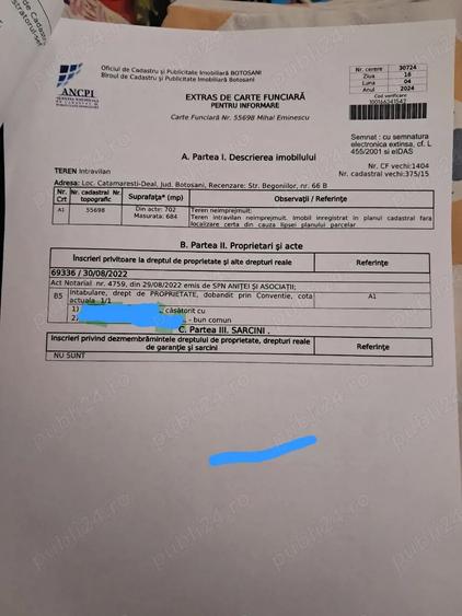 Teren de 684 mp, în Cătămărești