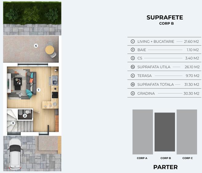 Duplex cu 4 camere cu Canalizare în Otopeni