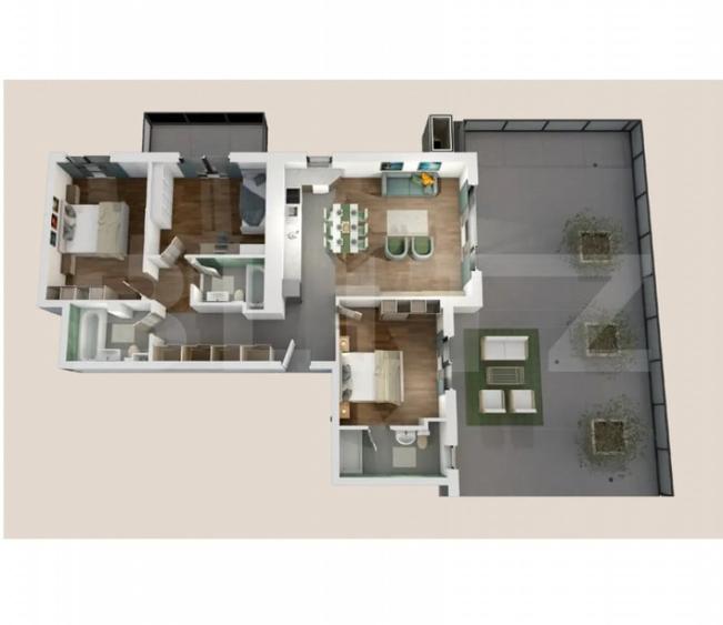 Apartament cu 4 camere semidecomandat în Central
