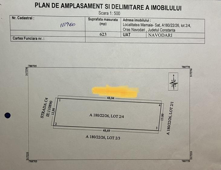 Teren Construcții intravilan de 1251 mp, în Nord