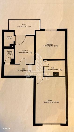Apartament cu 2 camere decomandat în Mircea cel Bătrân