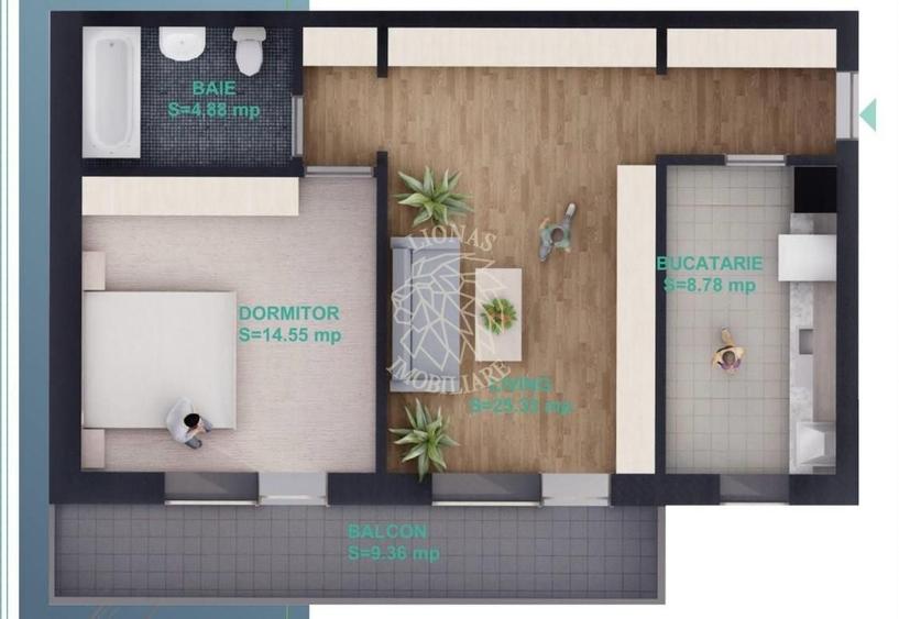 Apartament cu 2 camere decomandat în Nord
