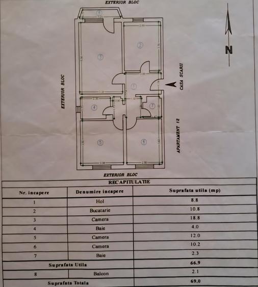 Apartament cu 3 camere decomandat în Nord
