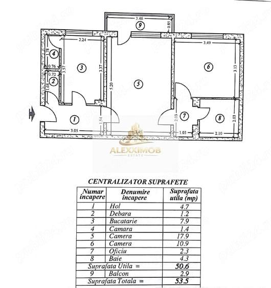 Apartament cu 2 camere semidecomandat, mobilat în Brâncoveanu