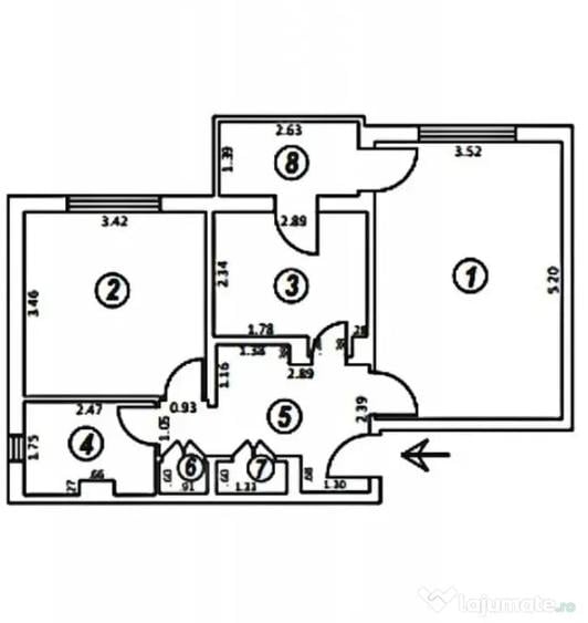 Apartament cu 2 camere decomandat în Sărari