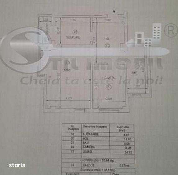Apartament cu 2 camere decomandat în Frumoasa