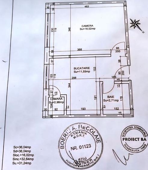 Garsonieră decomandată, mobilată în Lunei