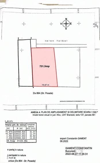Teren 731,5 mp cu 20 m deschidere Str. Posada, Islaz, Brane?ti - 2