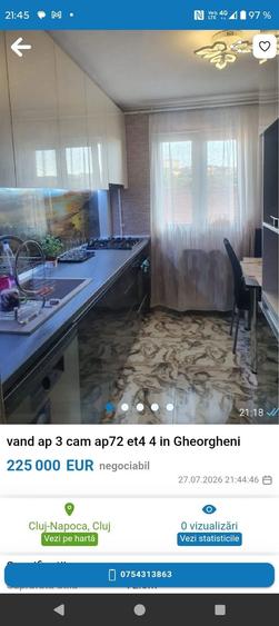 Apartament cu 3 camere nedecomandat în Dosu Bricii