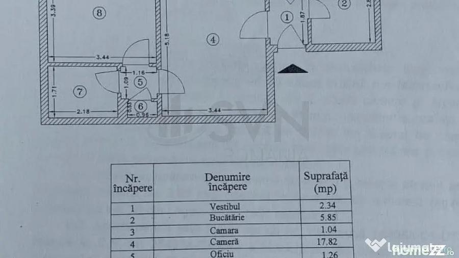Apartament cu 2 camere semidecomandat în 1 Mai