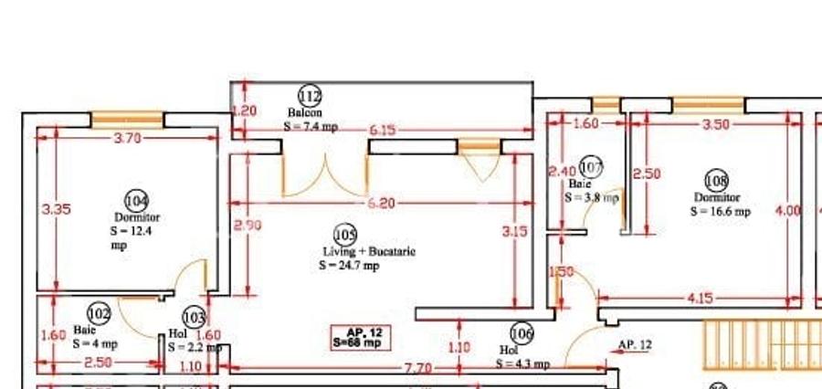 Apartament cu 3 camere semidecomandat în Giroc