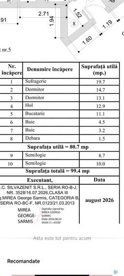 Apartament cu 3 camere decomandat în Ultracentral