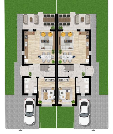 Duplex cu 4 camere cu Canalizare în Aeroport