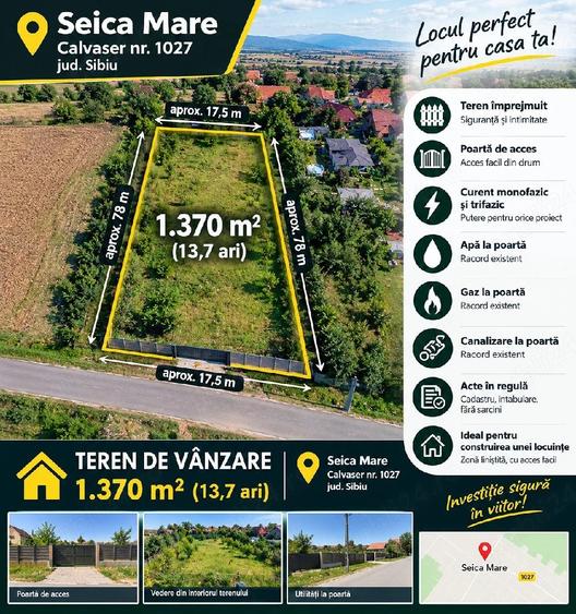 Teren de 1370 mp, în Șeica Mare