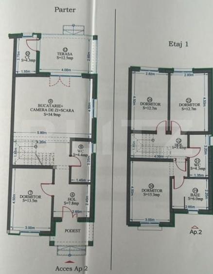 Duplex cu 5 camere cu Teren 300 Mp în Nord