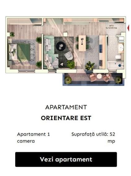 Apartament 1 camera, 37 mp, balcon, parcare subterana - 3