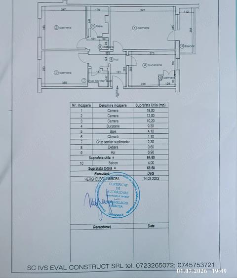 Apartament cu 3 camere decomandat, mobilat în Florilor