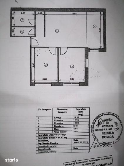 Apartament cu 3 camere semidecomandat, mobilat în Militari