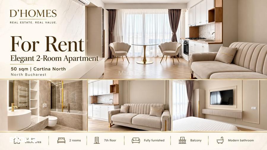 For Rent | Elegant 2-Room Apartment | 50 sqm | Cortina North