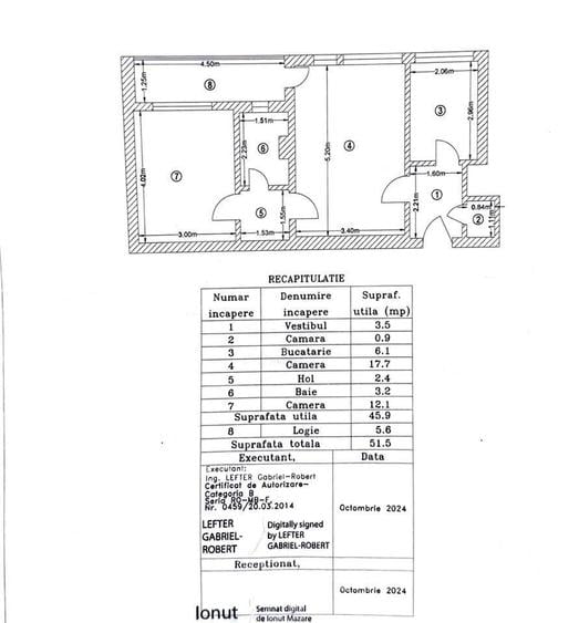 Apartament cu 2 camere semidecomandat în Militari
