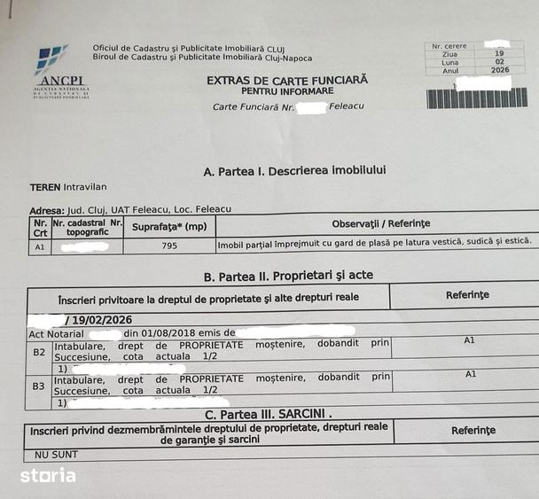 Teren de 795 mp, în Feleacu