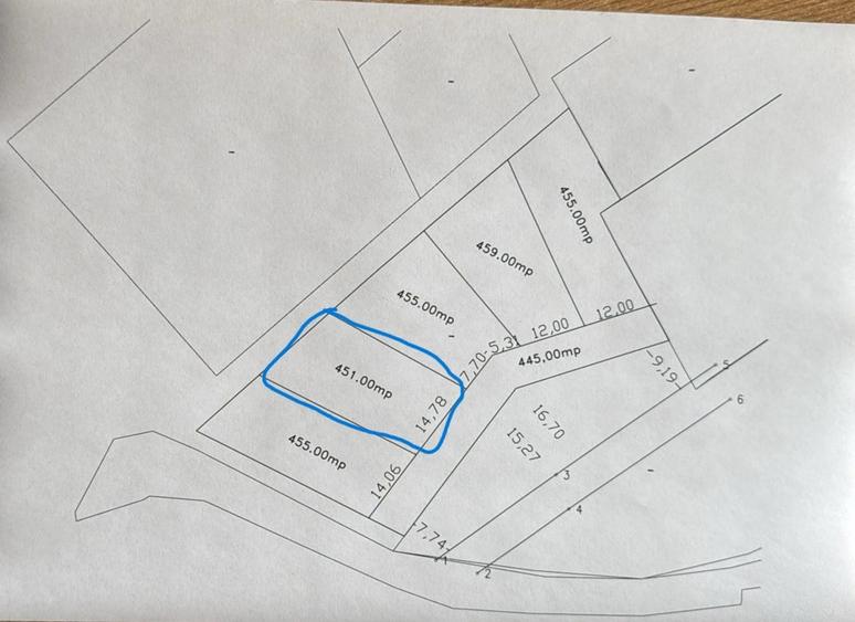 Teren Construcții intravilan de 451 mp, în Trivale