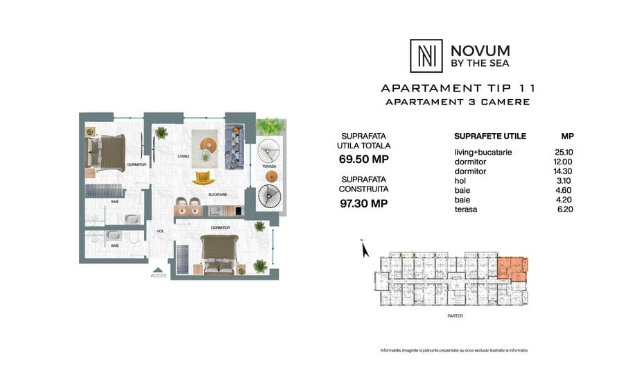 Apartament cu 3 camere decomandat în Olimp