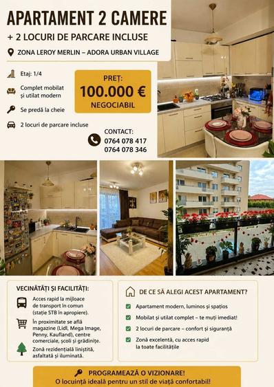 Apartament cu 2 camere decomandat în Central