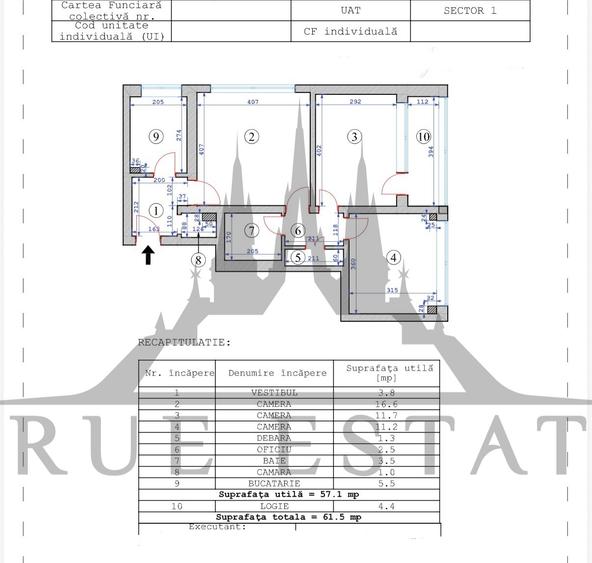Apartament cu 3 camere semidecomandat în 1 Mai