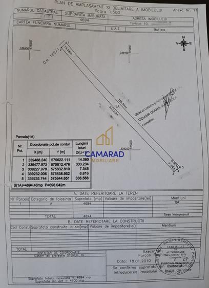 Teren Construcții extravilan de 4694 mp, în Buftea