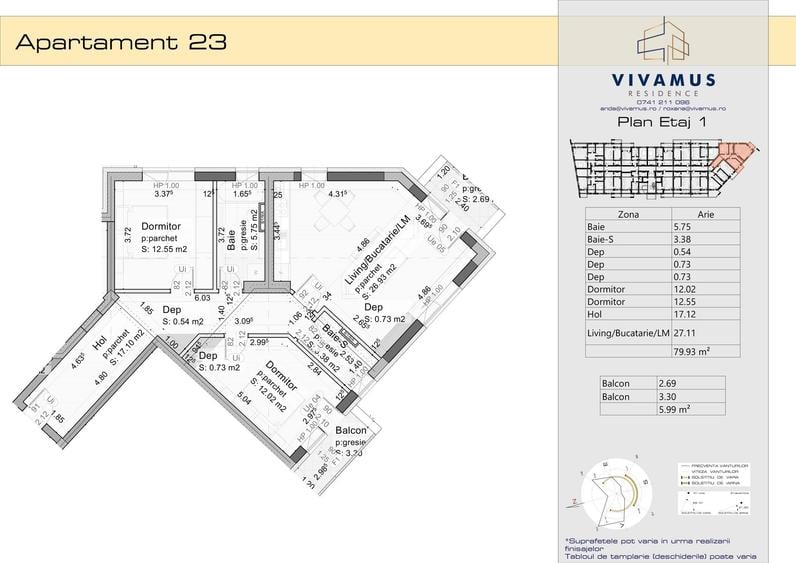 Apartament cu 3 camere în Sânpetru
