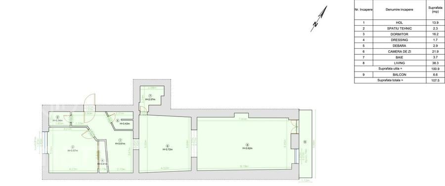 Apartament cu 3 camere semidecomandat, mobilat în Central