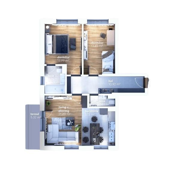 Apartament cu 3 camere în Timișoara