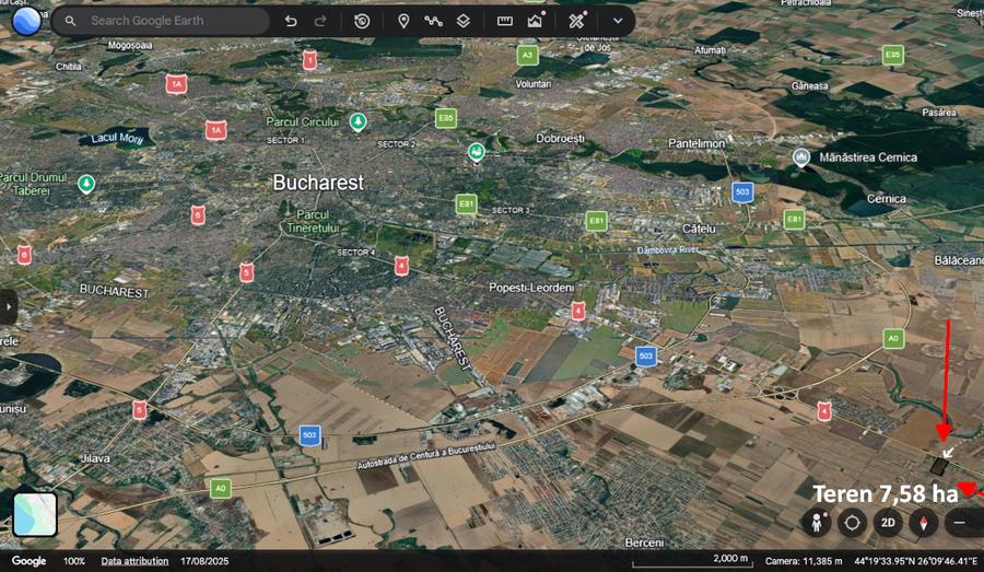 Teren agricol extravilan de 75800 mp, în Central