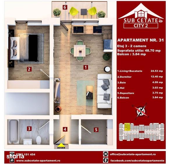 Apartament cu 2 camere în Central