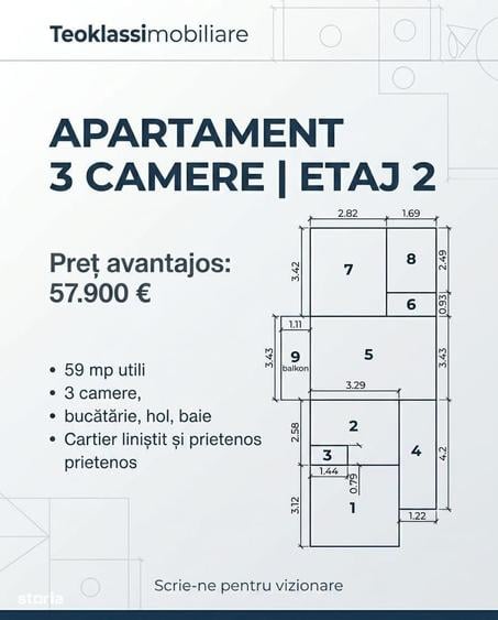 Apartament cu 3 camere în Fălticeni