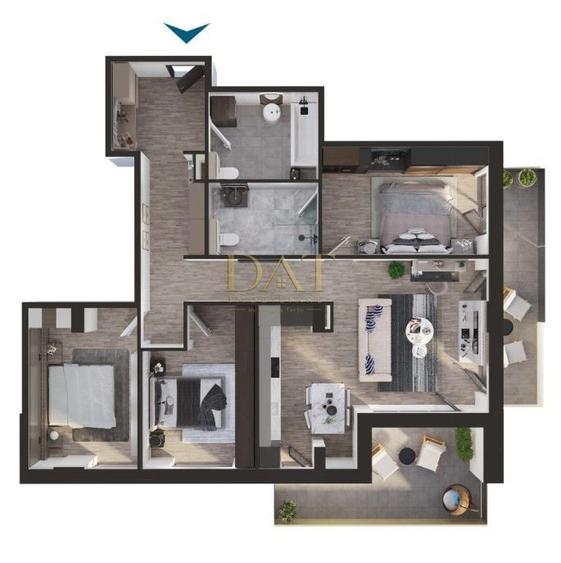 Apartament 4 camere | 2 bai, | 2 terase 99mp bloc premium Marasti - 2