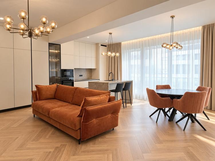 Apartament cu 3 camere semidecomandat, mobilat în Pipera