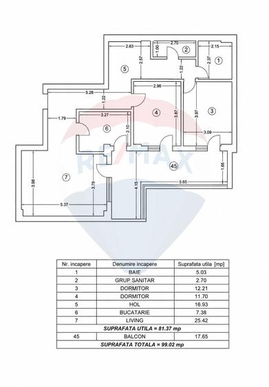 Apartament cu 3 camere decomandat în Sud