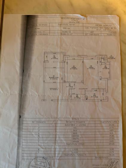 Apartament cu 3 camere semidecomandat în Florești