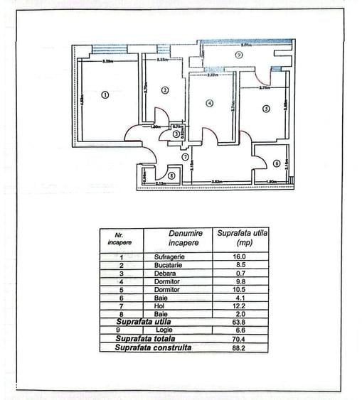 Apartament cu 3 camere în Gară