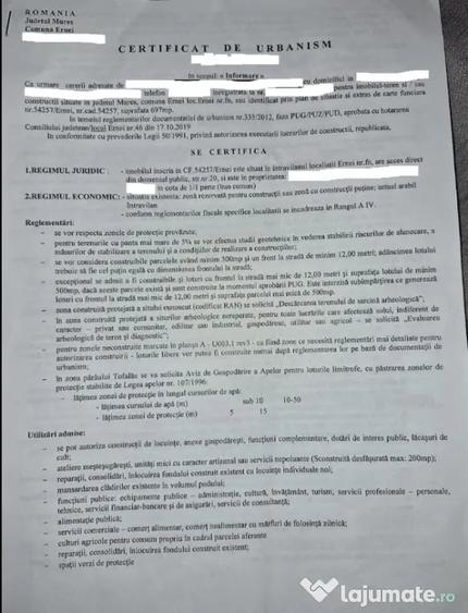 Teren de 697 mp, în Ernei