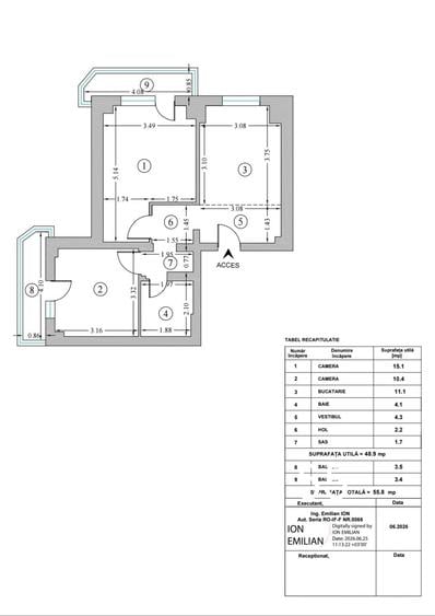 Apartament cu 3 camere în Berceni